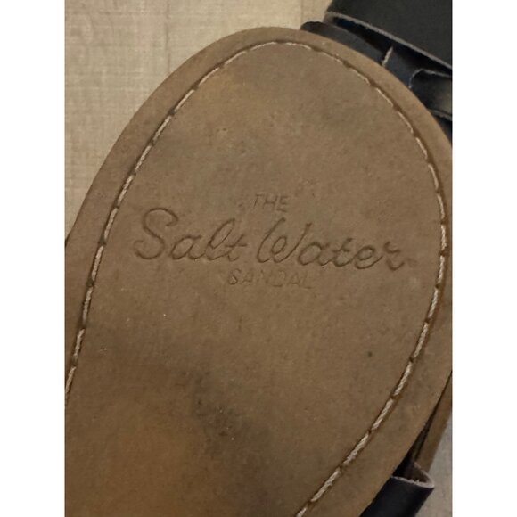 Salt Water Original Leather Sandals Black Size 5 With Adjustable Ankle Strap - Picture 7 of 8